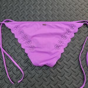 Roxy Bikini Bottoms Small Scalloped Tie Side Swim Summer Vacation Beach Pool
